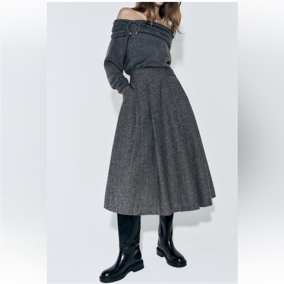ZARA WOOL BLEND MIDI SKIRT ZW COLLECTION - Picture 7 of 13